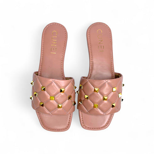 Peach Studded Flats